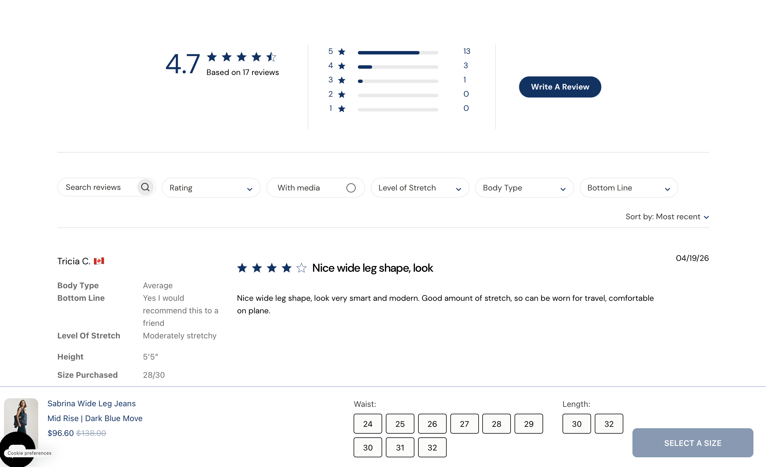 Mavi reviews and site footer — after